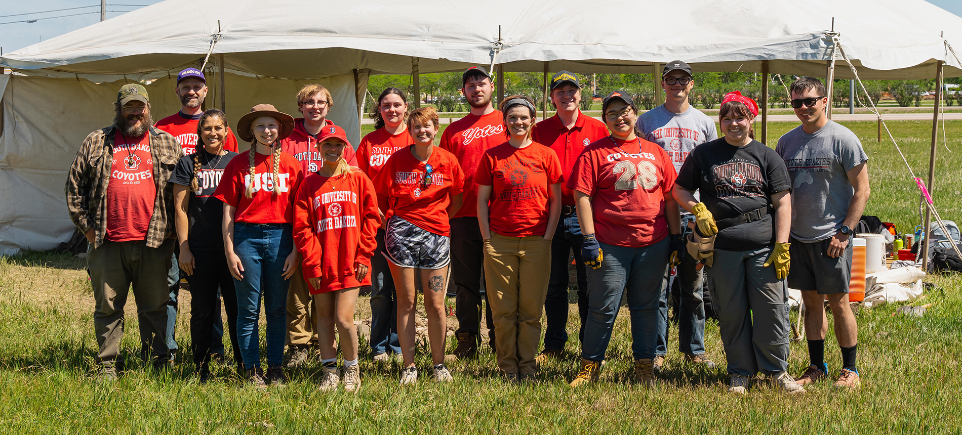 group photo of anthropology students doing field research