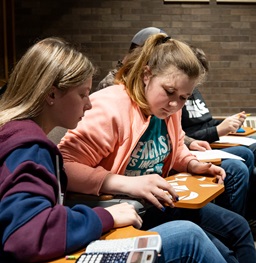 Students working at desks