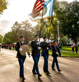 Color Guard Walking through Parade