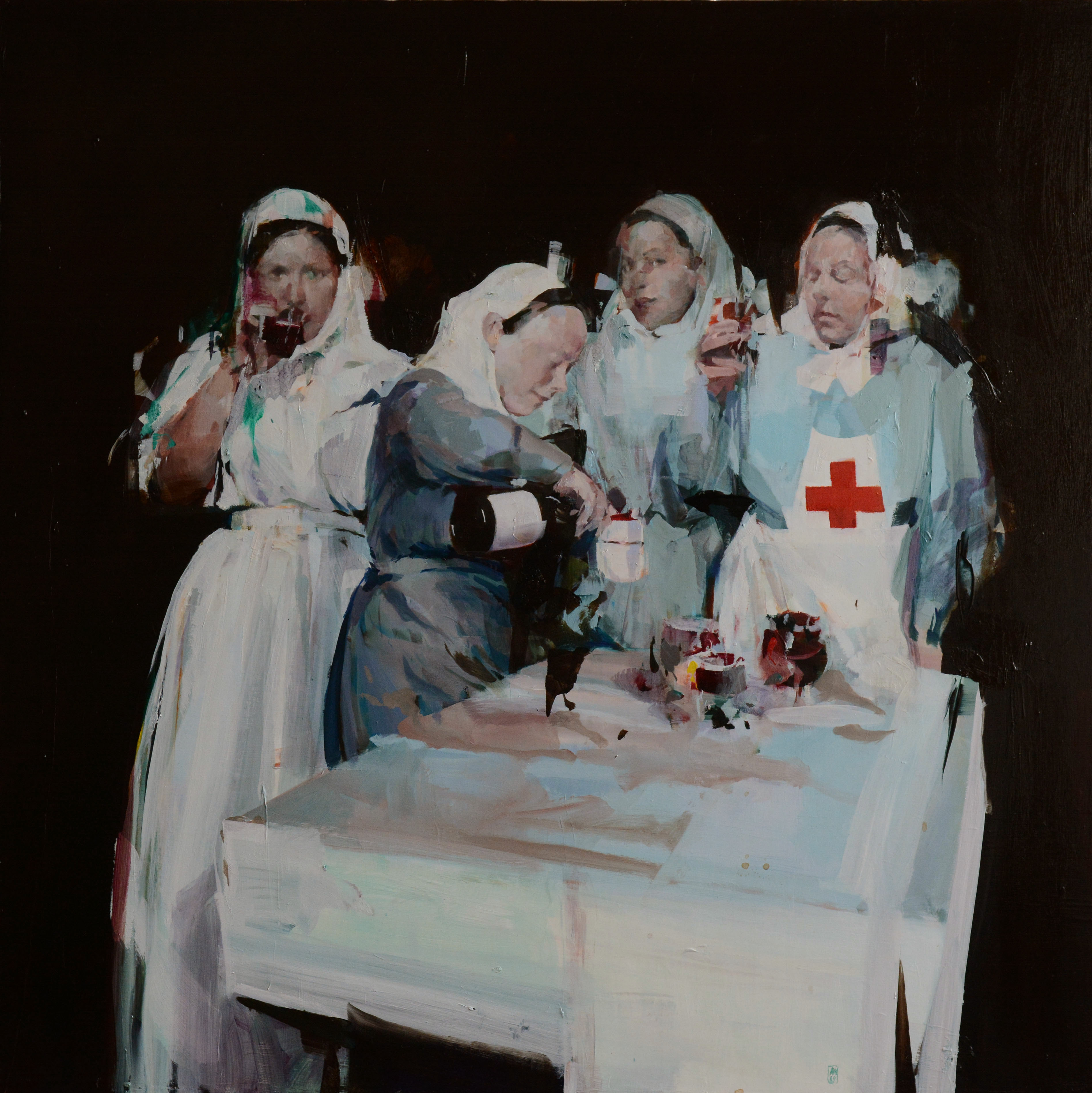 Nurses with Wine Painting