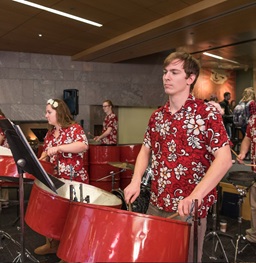 USD Percussion Drums players performing in the MUC.