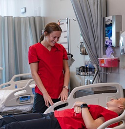 A SHS Student working in the classroom.