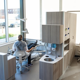 A dental hygienist office.