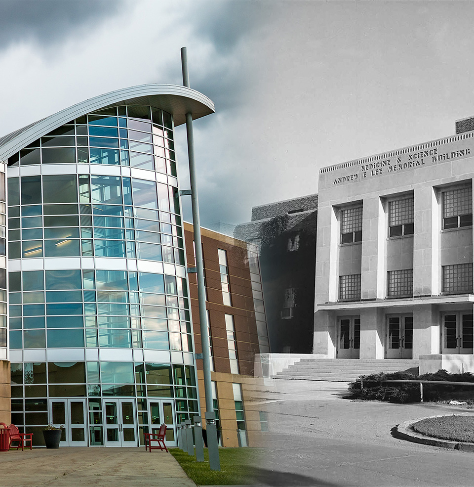 The old Lee Medical Building gradient with the new.