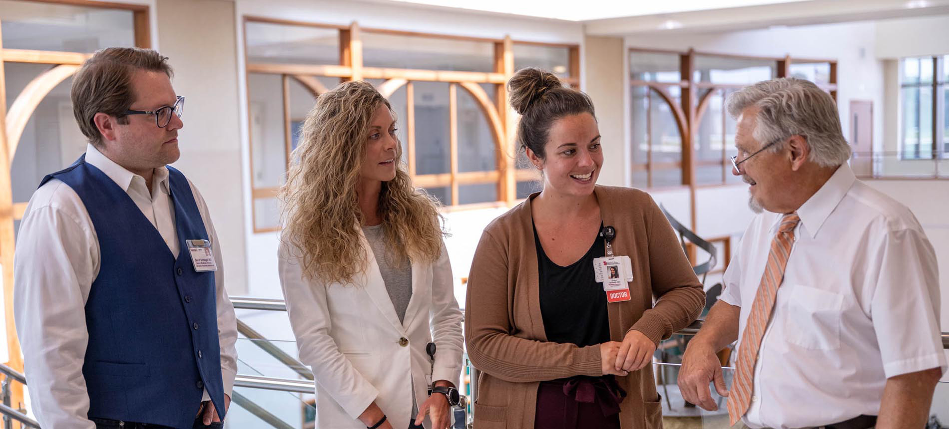 Psychiatry students talking to adults.