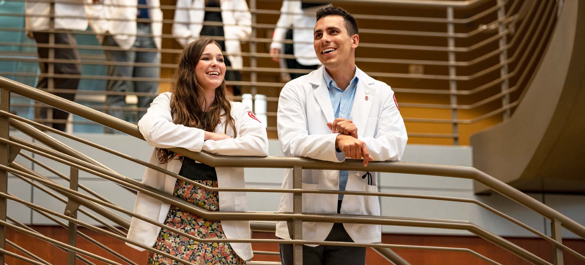 Medical Students Talking on a Staircase.