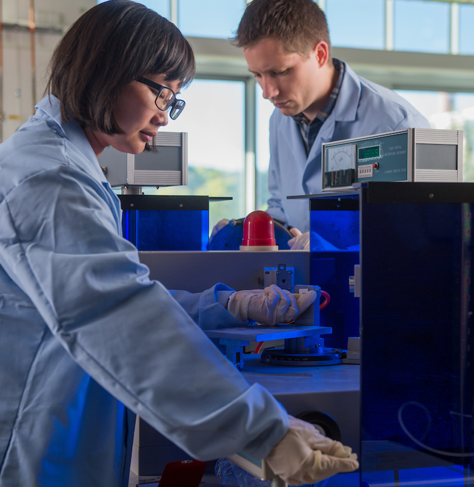 Students doing research in a lab.