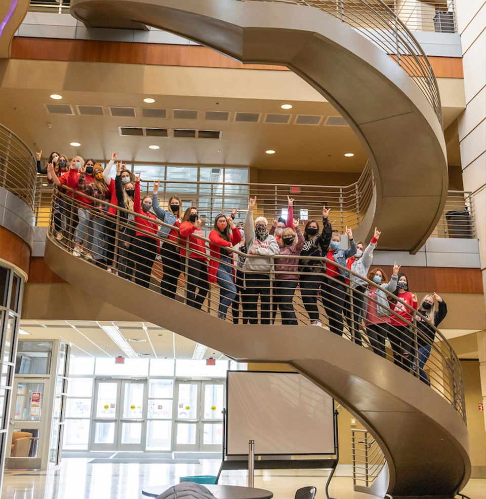 Students in the Social Work department in the health sciences building.