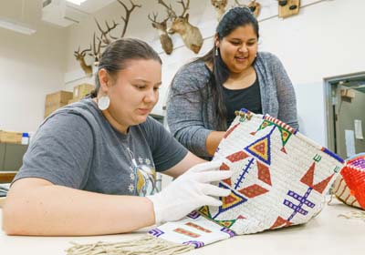 Two Female Students Interning at the W.H. Over Museum