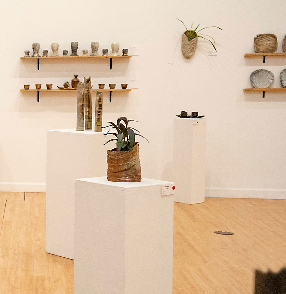 Final BFA Reception in John A. Day Gallery highlighting ceramics work