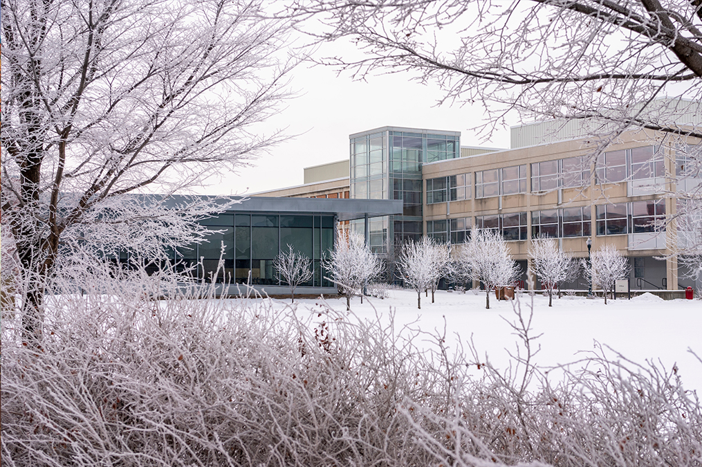 USD Campus showing the I.D. Weeks library on cold winter morning