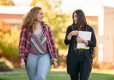 Students walking on campus.