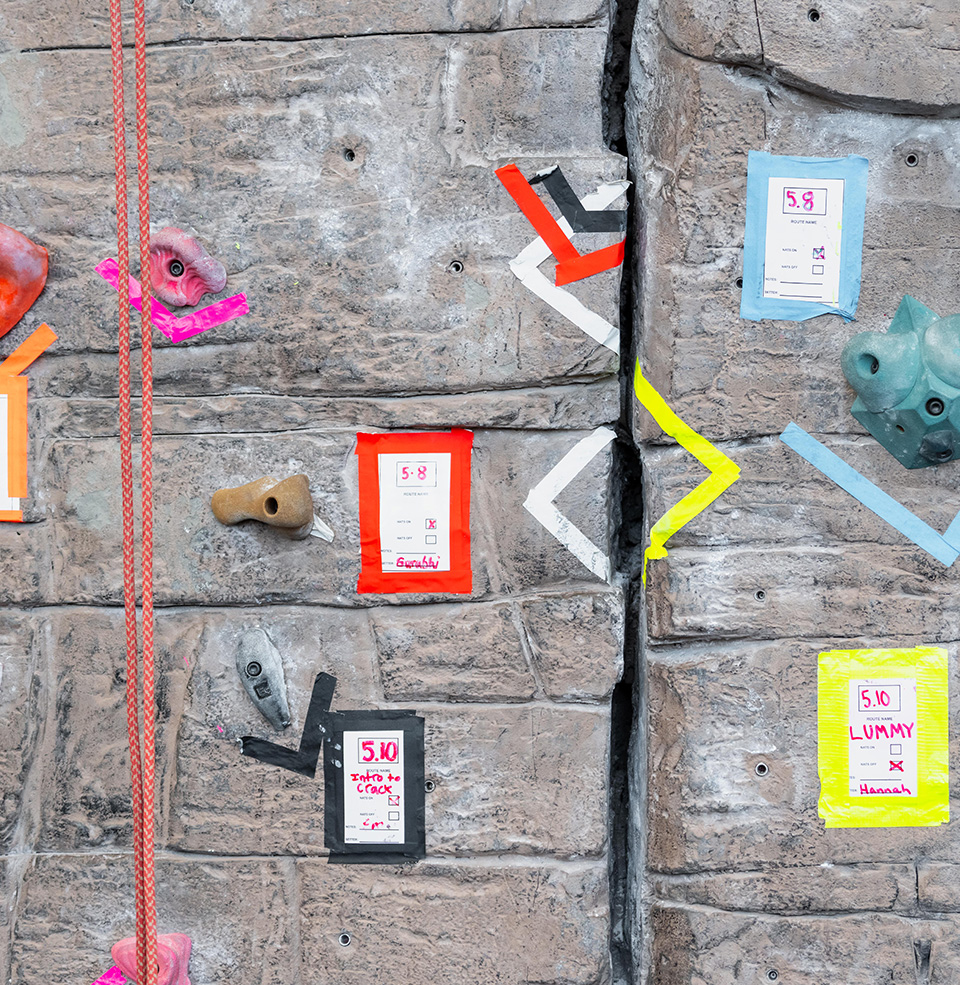 upclose photo of a climbing wall