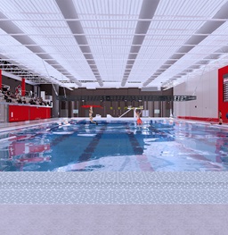 The NinjaCross pool course with students using it.