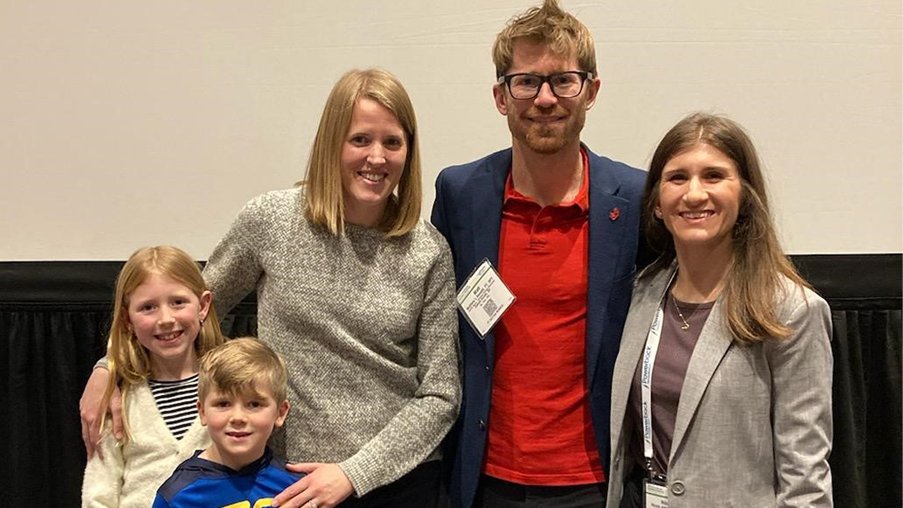Matt Dewald with his family and current sports physical resident Nicole Assef.