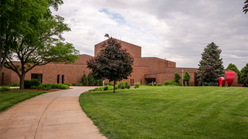 An external view of the Warren M. Lee Center for Fine Arts building on the USD campus.